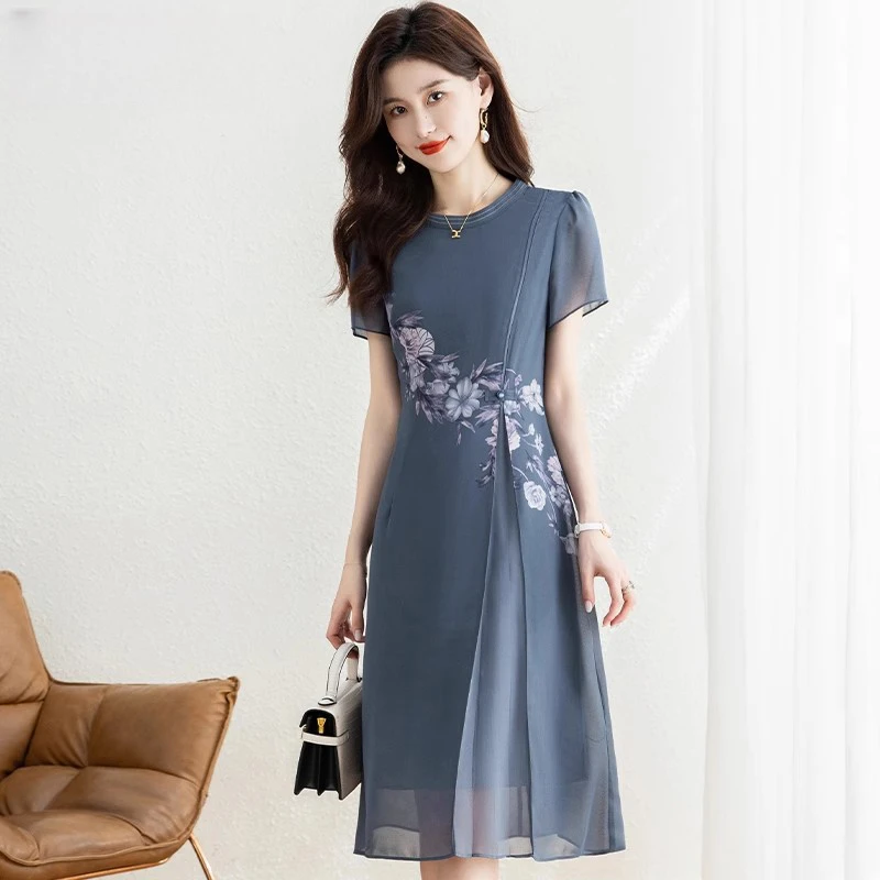 改良旗袍连衣裙女夏季2025新款雪纺广州十三行爆款新中式国风裙子