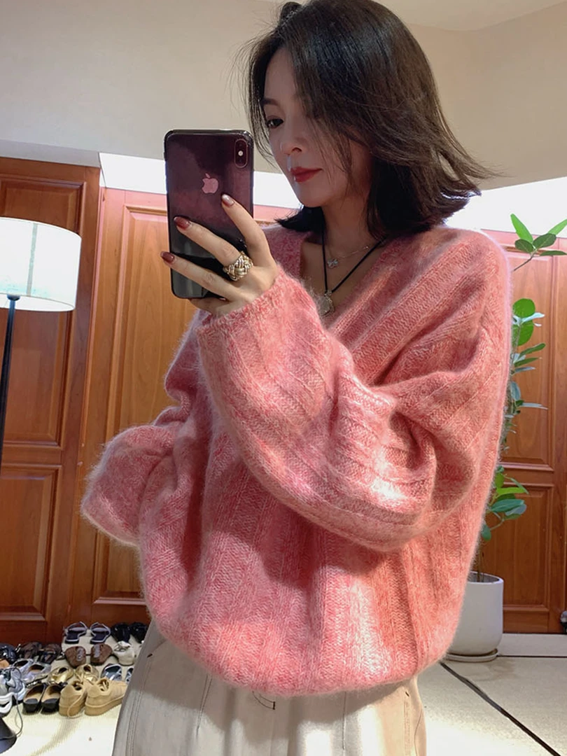 女胖mm秋冬季大码毛衣高级软糯新款宽松显瘦套头毛针织衫长袖上衣