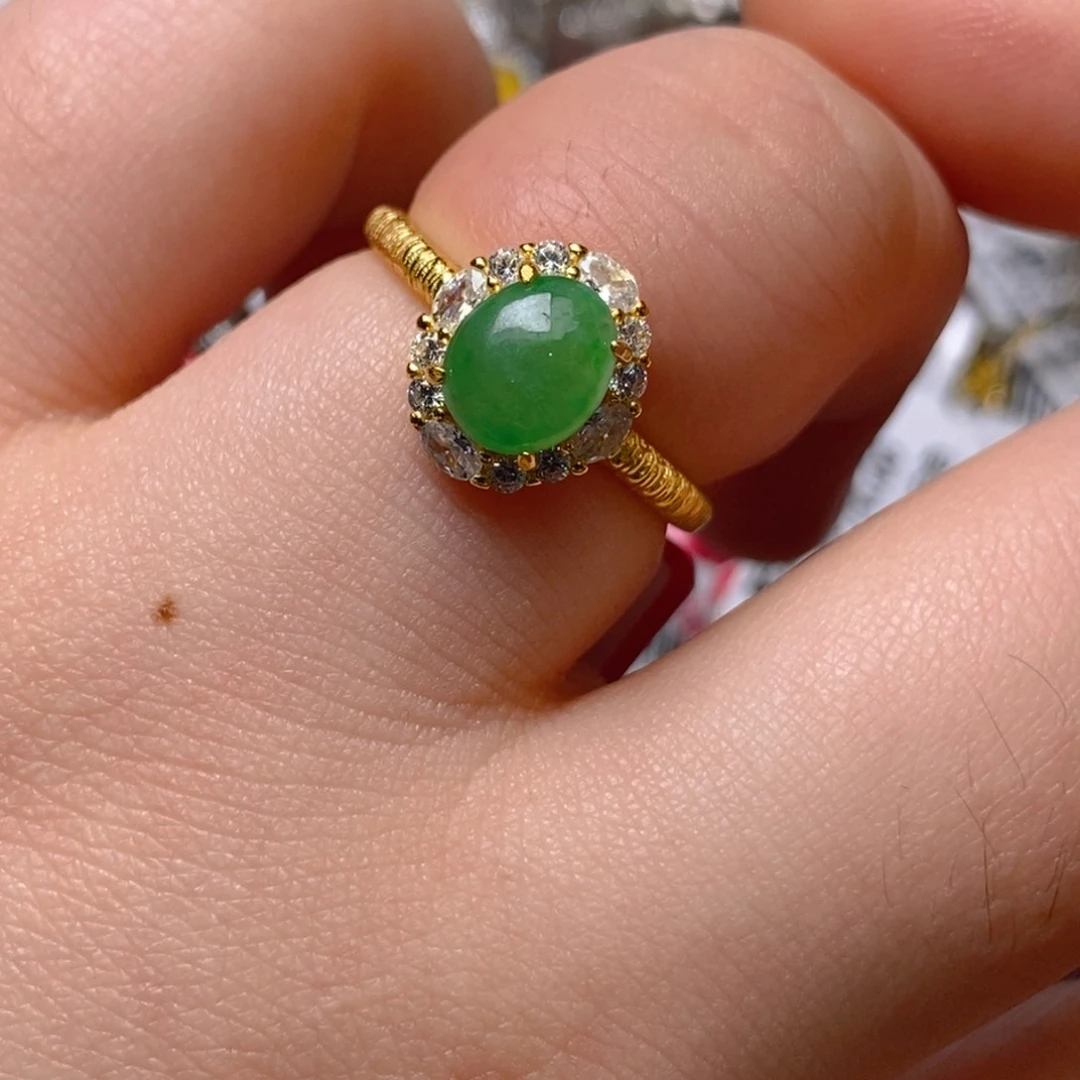 银S925镶嵌戒指翡翠百内无证书