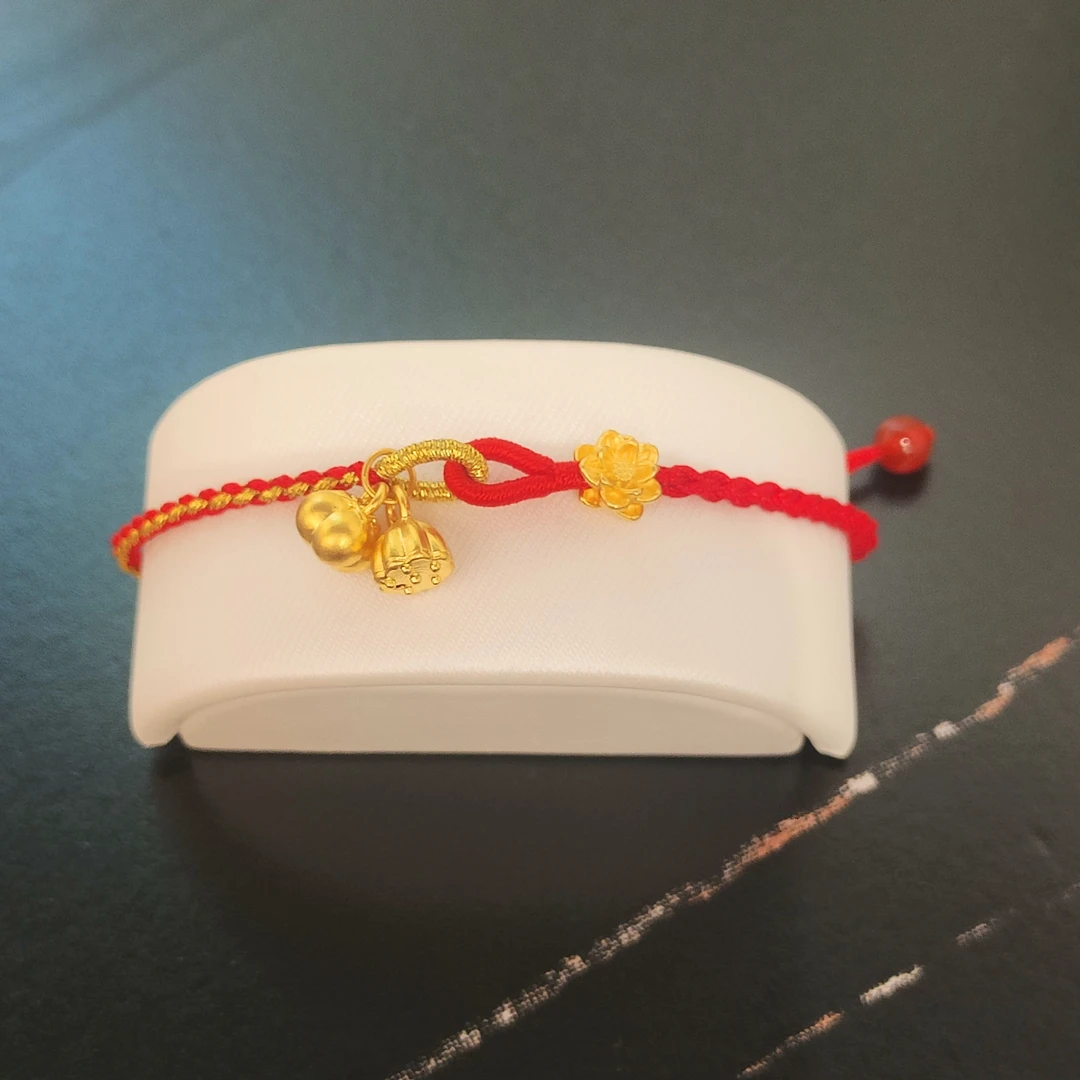 足金好柿莲莲DIY红绳 莲花配件