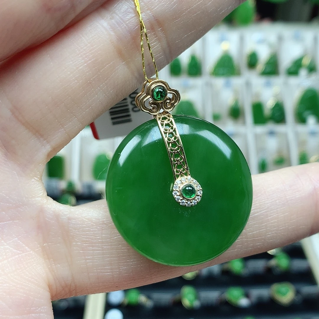 和田玉（碧玉）18K金镶嵌颈饰25