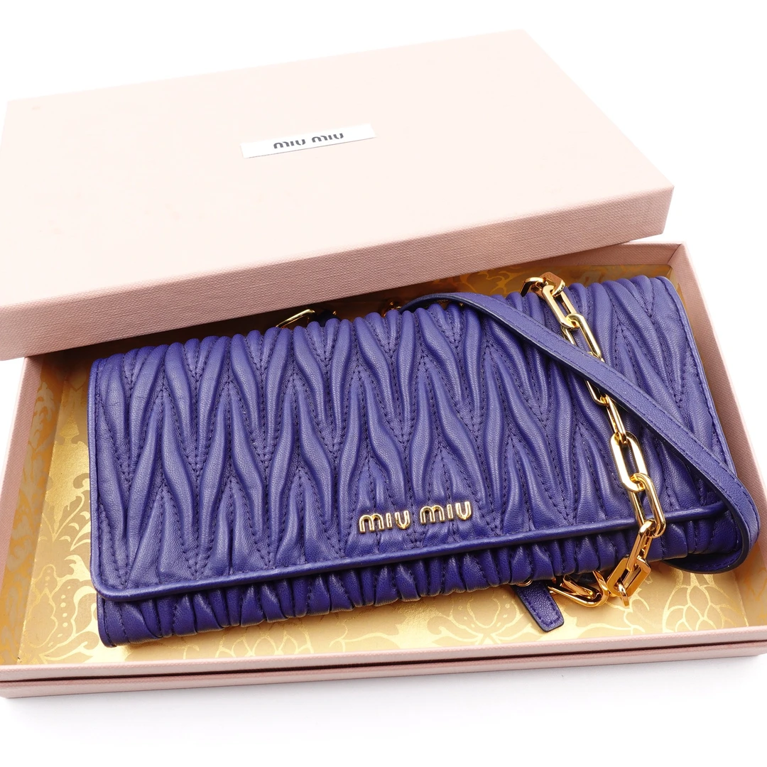 95新 MIU MIU/缪缪 蓝紫色链条包T10172523