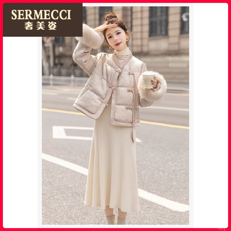 上档次冬季气质奢美姿宽松羽绒服2025新款优雅单排扣短款外套