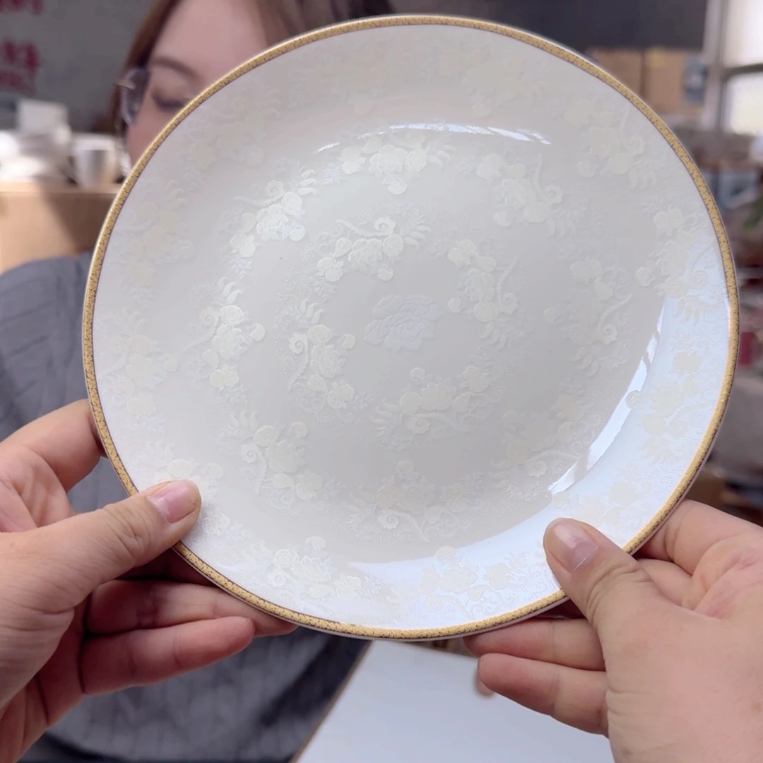 瓷8英寸月光盘20cm一个外贸骨瓷