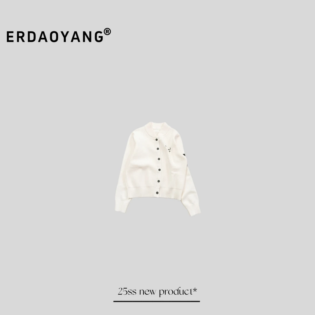 ERDAOYANG "老钱狗宝" 撞色拼色狗狗针织排扣外套YY01MY3035