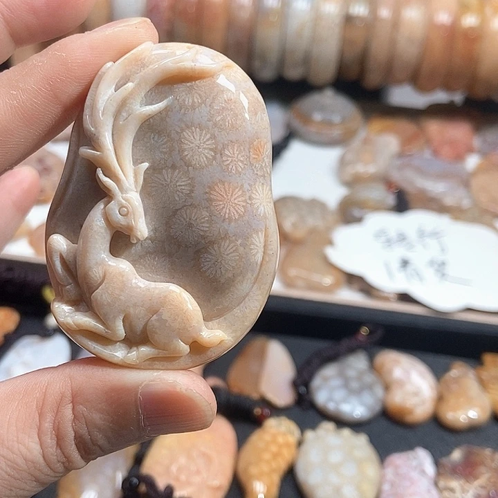 颈饰未镶嵌硅化珊瑚（珊瑚玉）
