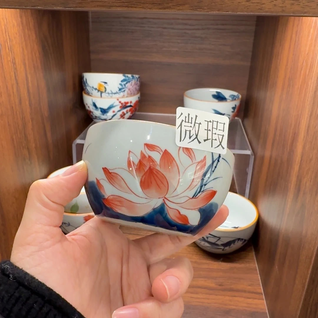 釉下手绘茶具微瑕