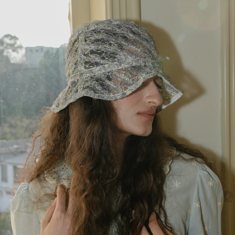 JOJOKUR莫奈花园网纱质感渔夫帽遮阳防晒帽透气仙女风度假限定款