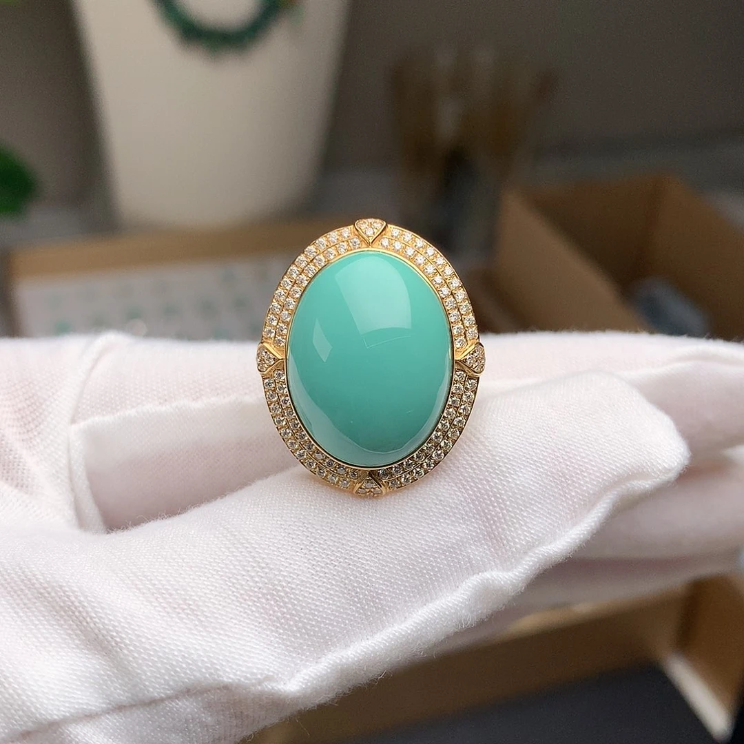 18K金镶嵌绿松石珠宝奇石