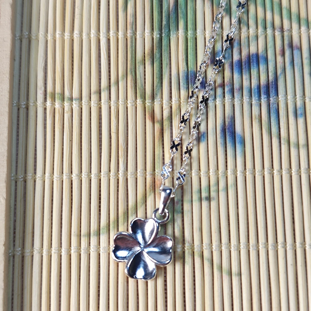 吊坠足银 新款亮面四叶草套链 项链+吊坠  时尚百搭