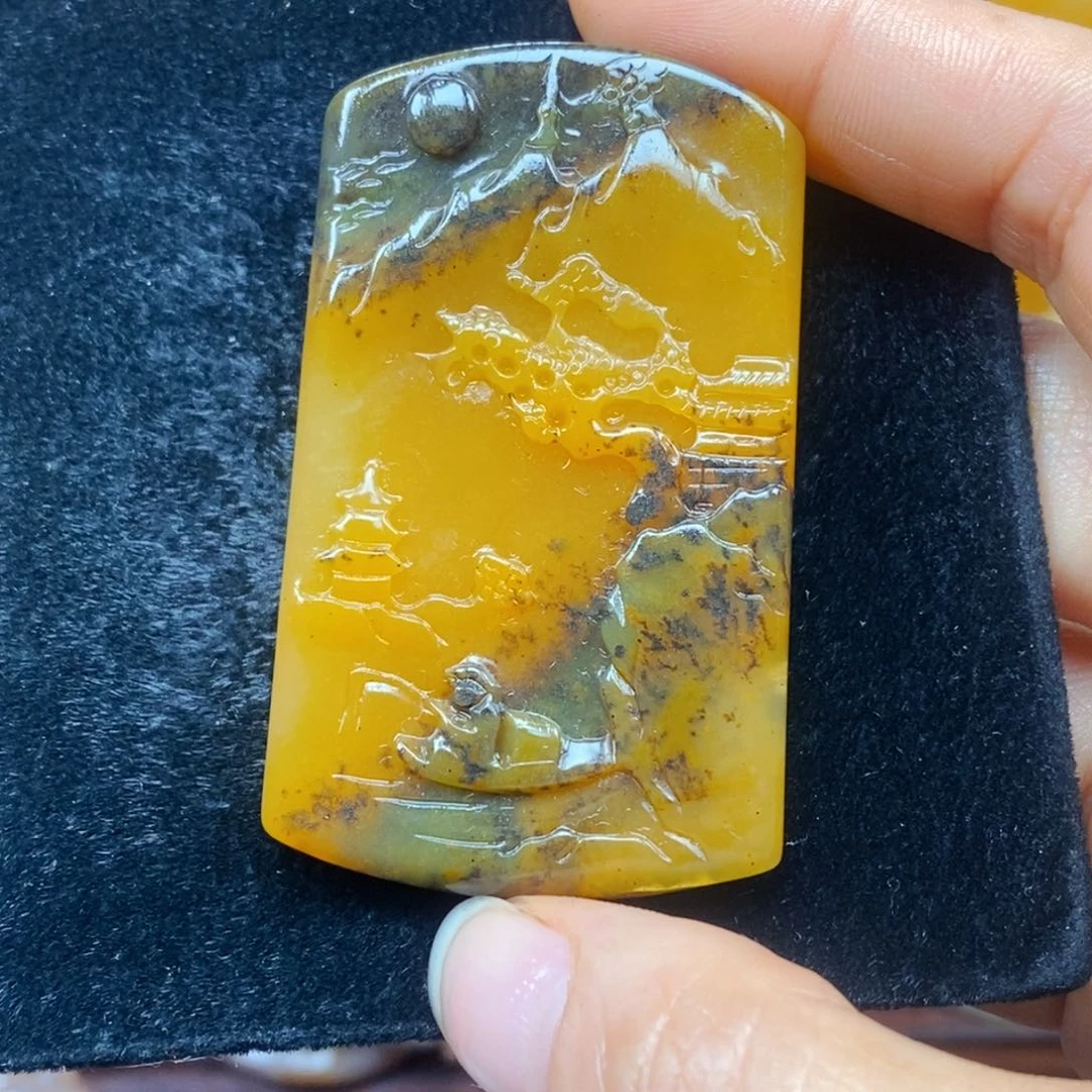 未镶嵌石英质玉（黄龙玉）吊坠(不含链)