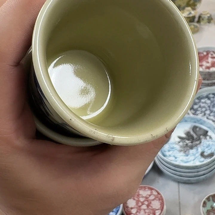 瓷片2号柚鱼化龙闻香杯微瑕一对