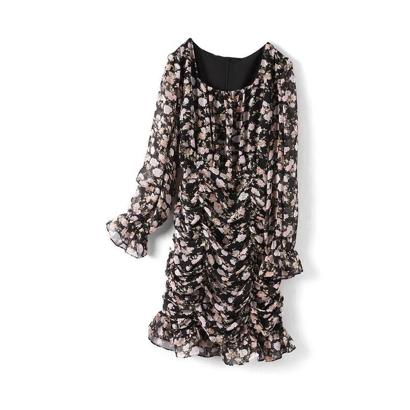 10621【斯系列】收腰方领温柔连衣裙823108015