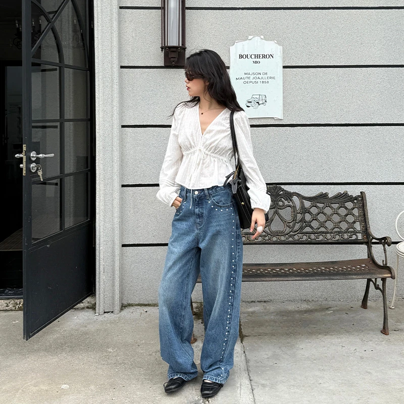 Seyora【空白日记】100%棉高级感抽绳V领长袖上衣 X36088SY52