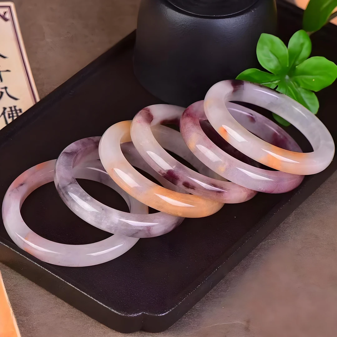 新疆天然金丝玉冰透紫色时尚精美女士手镯多样性拍一发其一