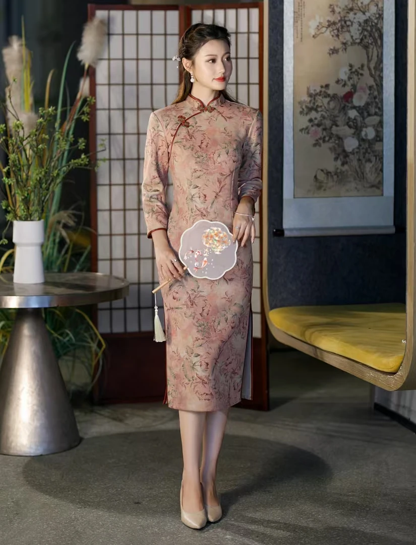 思明 优雅国风复古气质文艺日常显瘦长款旗袍
