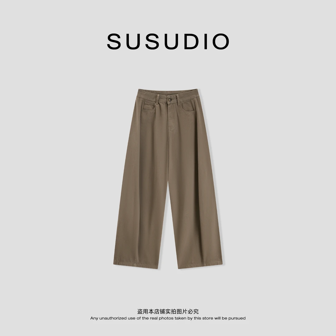 SUSUDIO 100棉 复古做旧水洗显腿细宽松气球型牛仔裤 40640