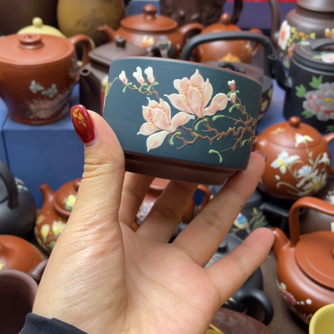 红泥茶杯紫砂主人杯130cc