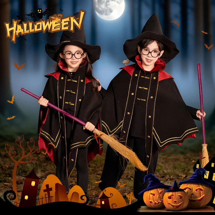 儿童万圣节cosplay女巫披风男女童哈利波特魔法斗篷幼儿园表演服