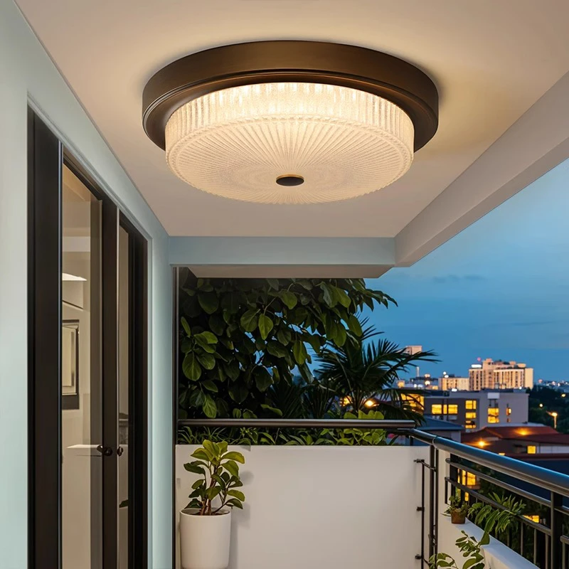 新中式户外吸顶灯阳台大门屋檐感应别墅室外阳光房玻璃门口走廊灯