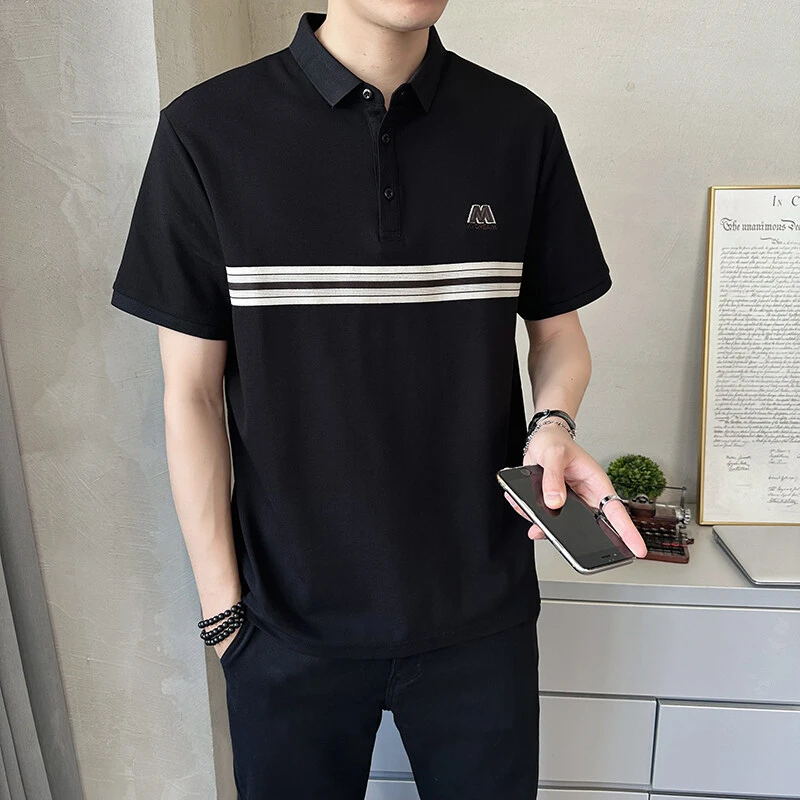 Polo衫男士薄款polo衫夏季男装运动半袖时尚帅气短袖男polo
