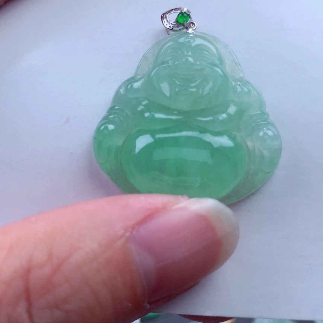 翡翠吊坠(不含链)18K金镶嵌