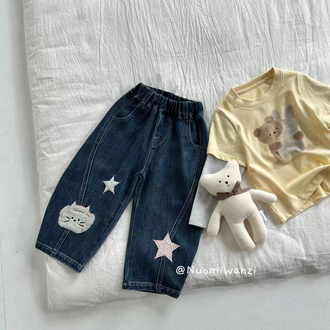 丸子十【现货】儿童百搭洋气贴布KT猫牛仔裤（秋款）WZJ-53210