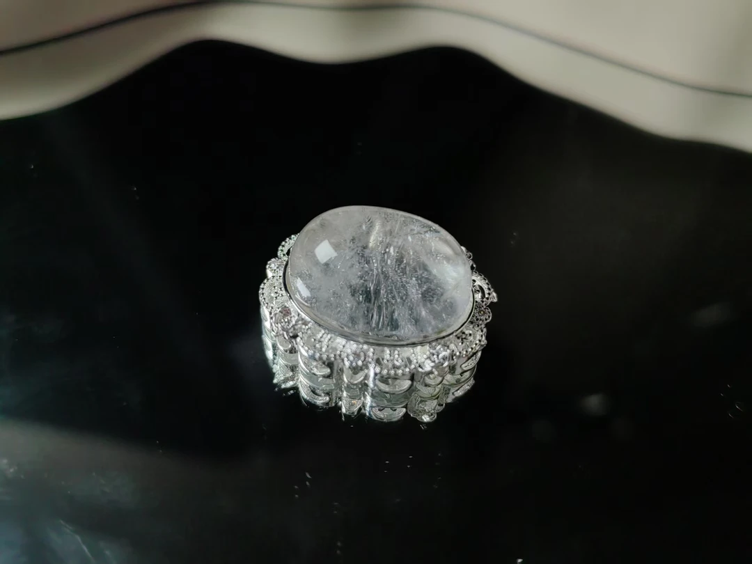 A521【金汐】白水晶蛋面镶嵌吊坠