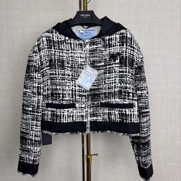 未使用 Prada/普拉达 TW0250/42码/SS22 格纹夹克 女款 多色