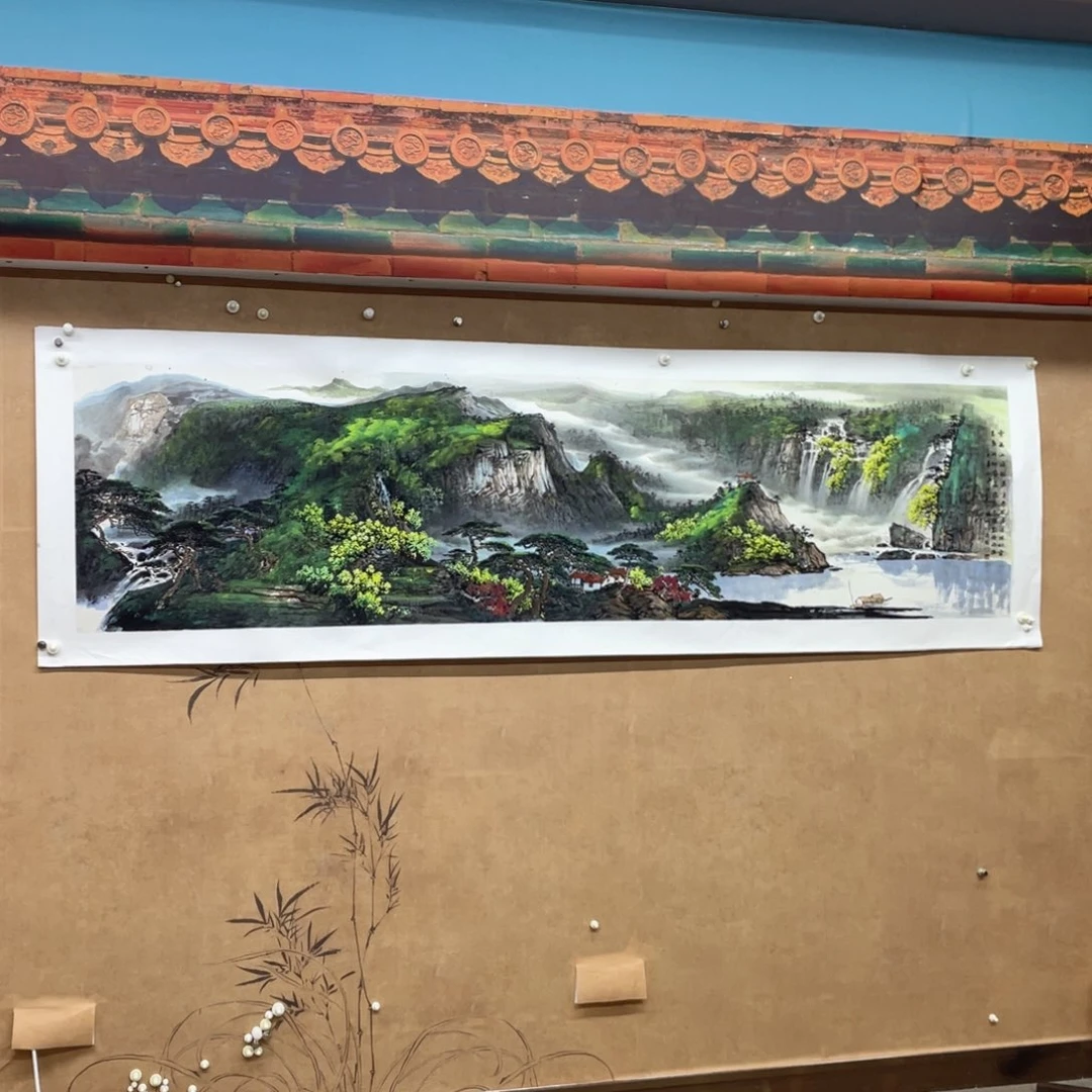 国画手绘国画，精品山水八尺对开