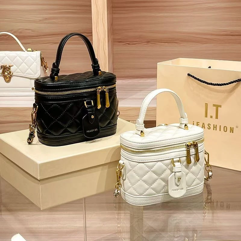 FOSSFISS新款升级菱格百搭链条潮流手提单肩斜挎休闲小香风盒子包