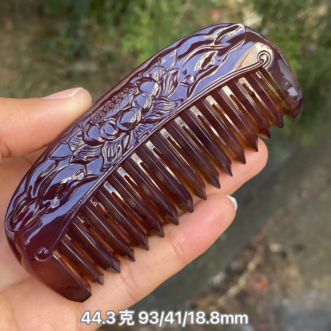 【小伊琥珀】44.3克紫罗兰梳子「一梳百顺」