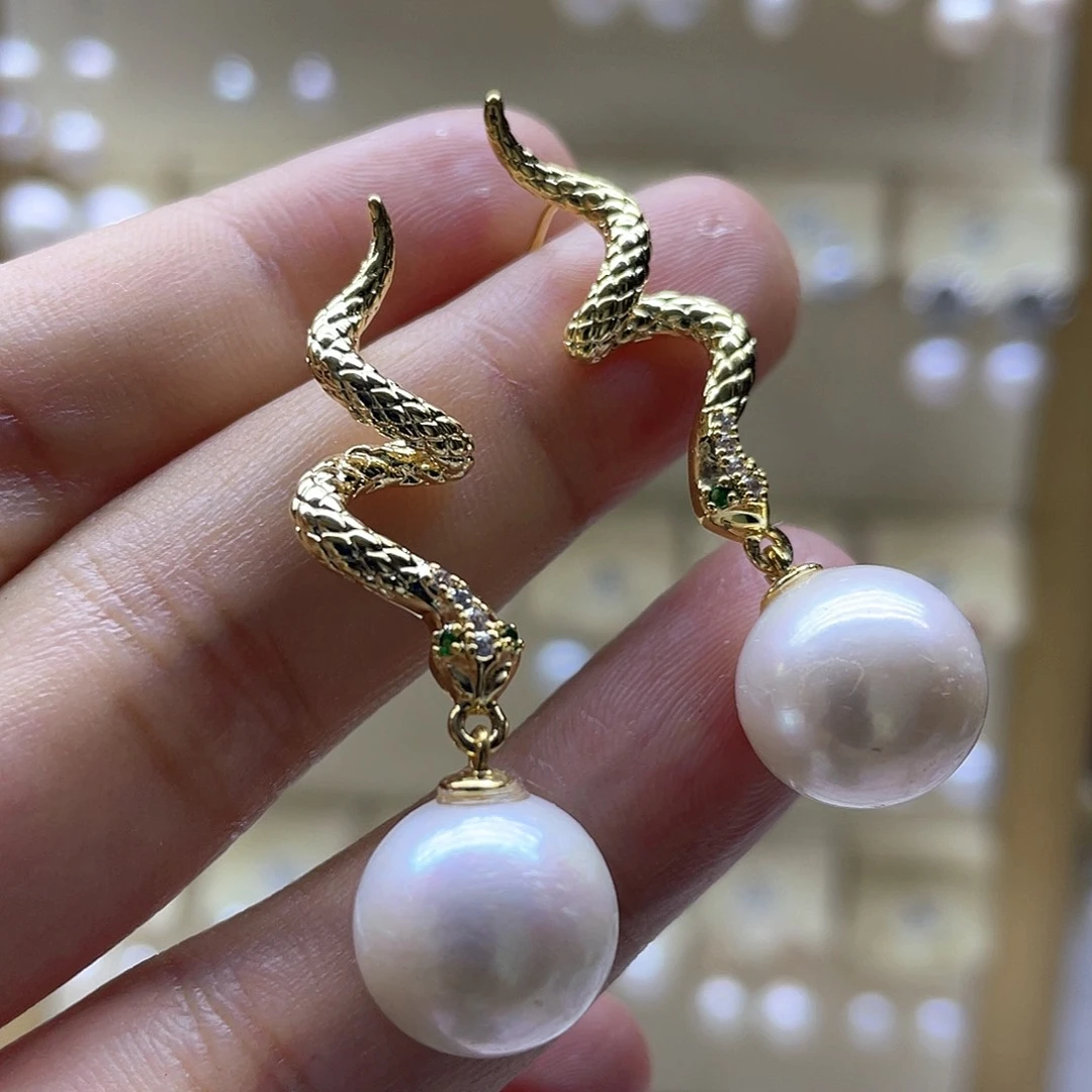 银S925镶嵌耳饰淡水珍珠