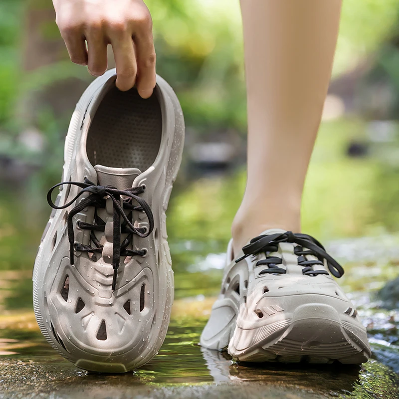 户外包头凉拖男士夏季溯溪涉水钓鱼爬山透气不闷脚防臭防滑洞洞鞋
