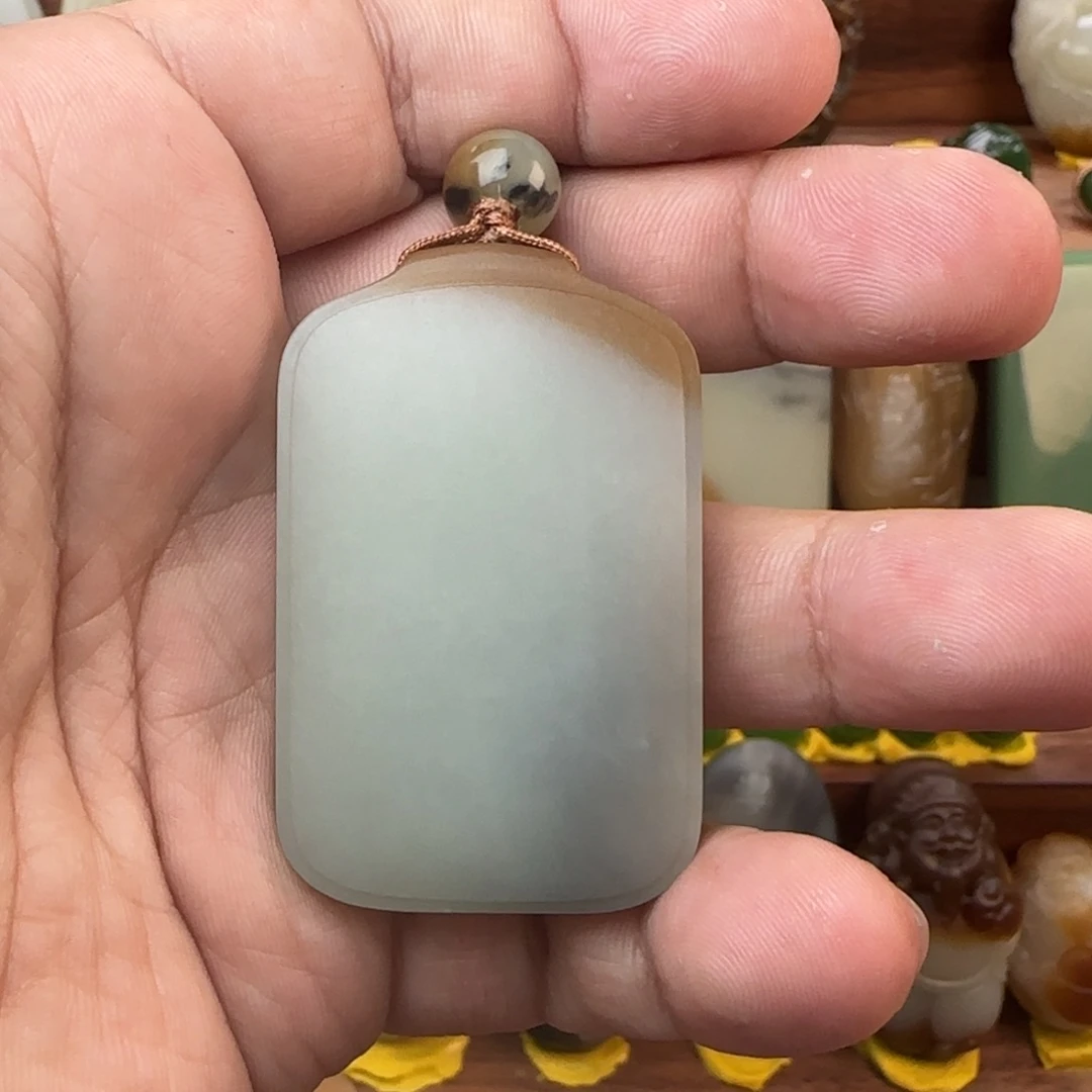 定制和田玉顶级楼兰三色平安无事牌未镶嵌E***n