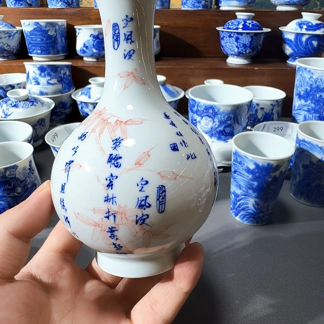 努***乐泥塑花瓶手工手绘