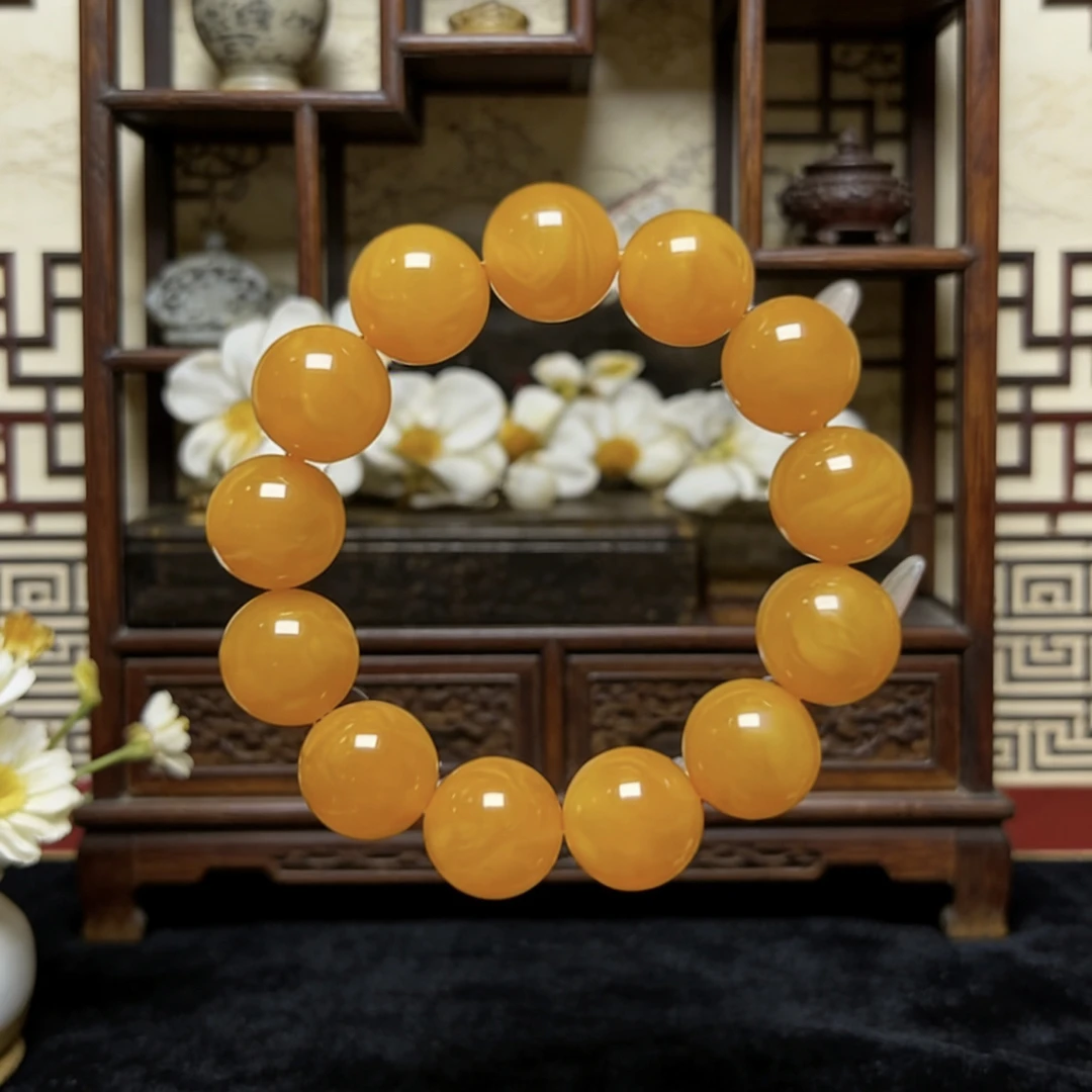 【福韵蜡坊】二代精选-鸡油红手串-diy