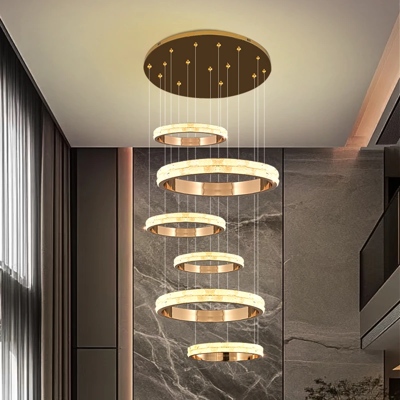 轻奢大气别墅吊灯挑空客厅吊灯楼中楼跃层水晶灯复式楼客厅吊灯