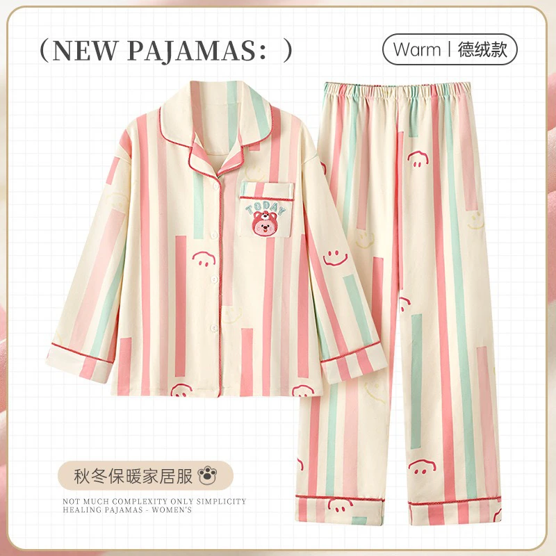 可爱露比睡衣女款春秋季德绒保暖长袖2025新款秋冬天两件套家居服