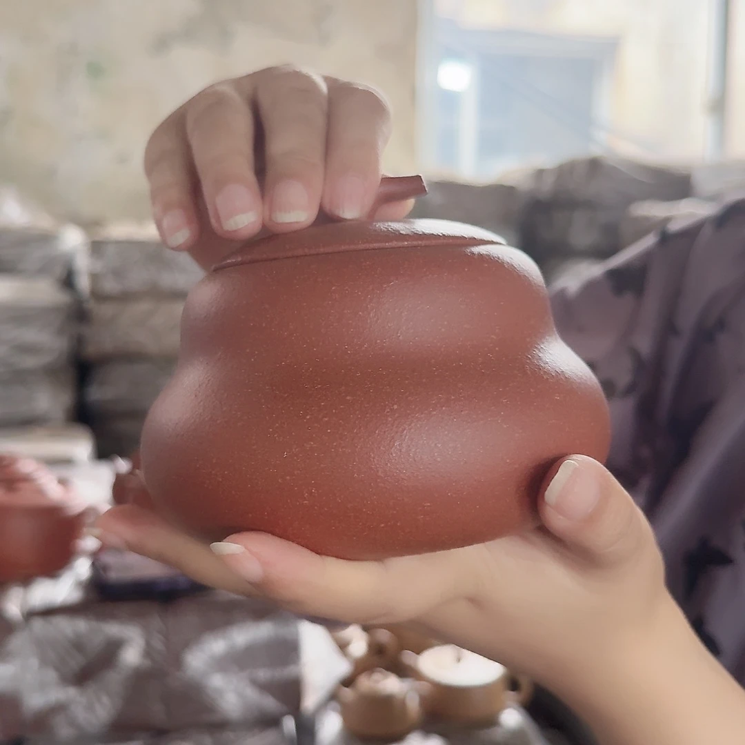 紫砂茶壶宜兴原矿紫砂红降坡