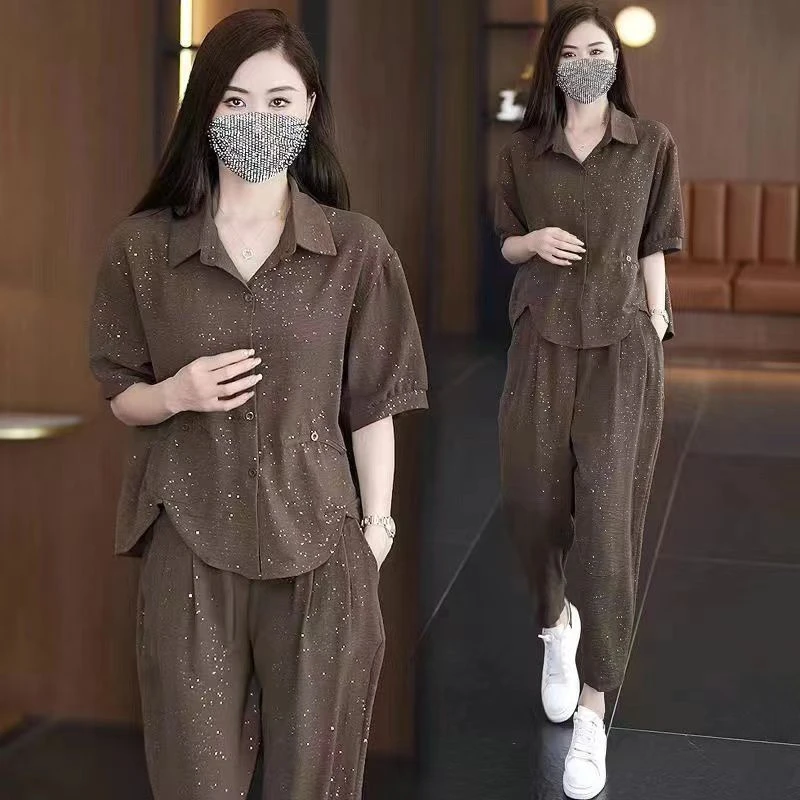 【店铺热销】夏季新款女装时髦洋气小个子套装裤子显瘦夏季减龄时