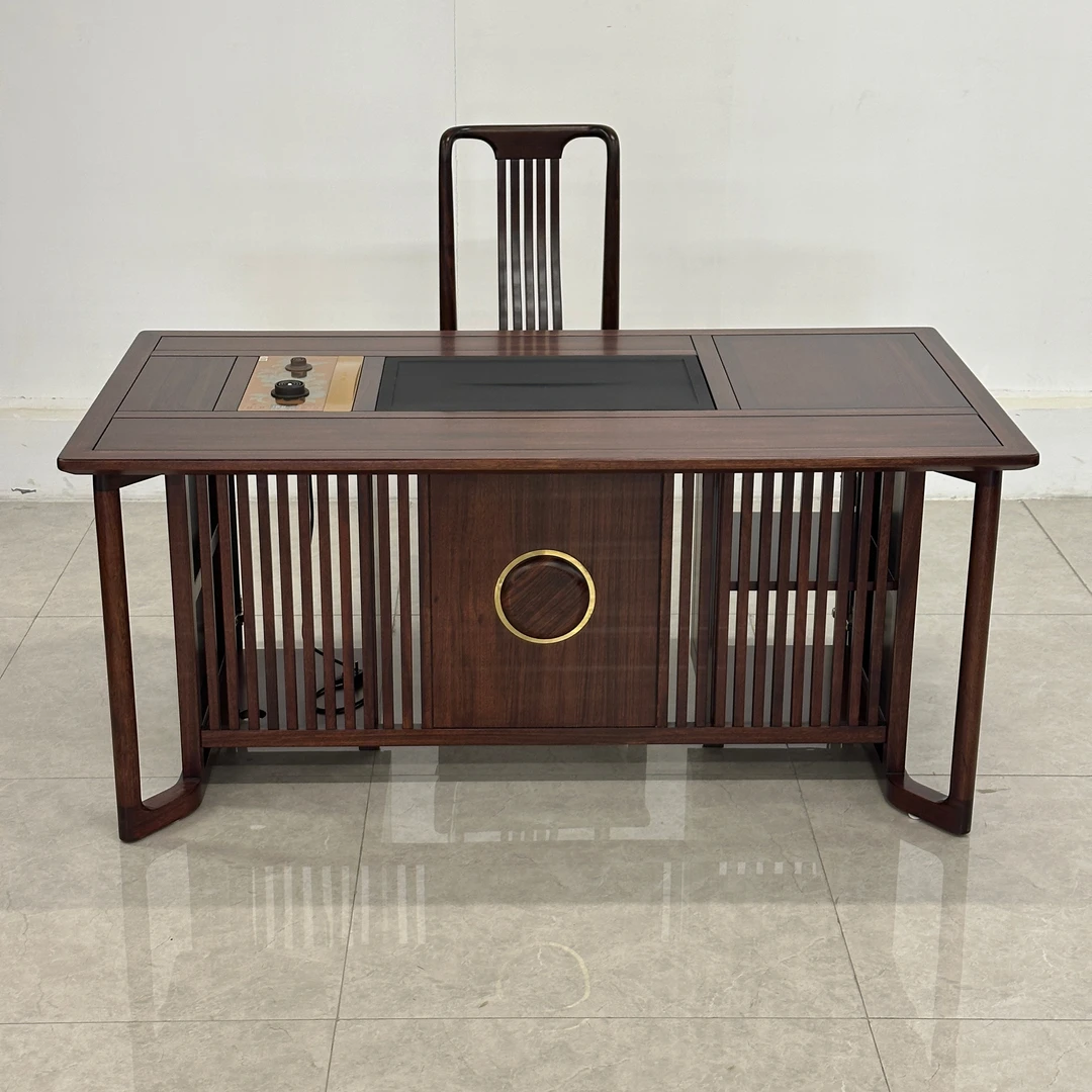 中高端乌金木纯实木新中式家用功夫茶桌茶水柜泡茶桌
