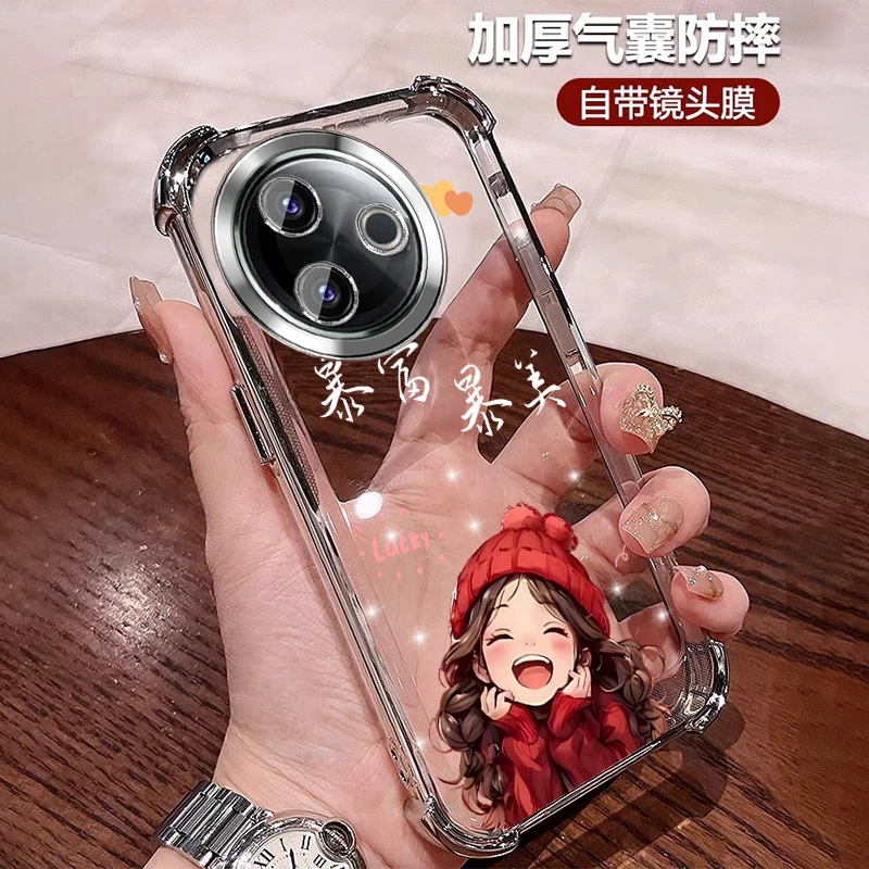 高颜值适用vivoy300i手机壳女款防摔气囊Y300I透明全包镜头膜可爱