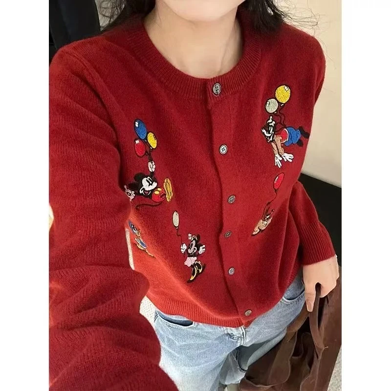 【龙爷严选】 彩色米奇刺绣毛衣开衫47875#