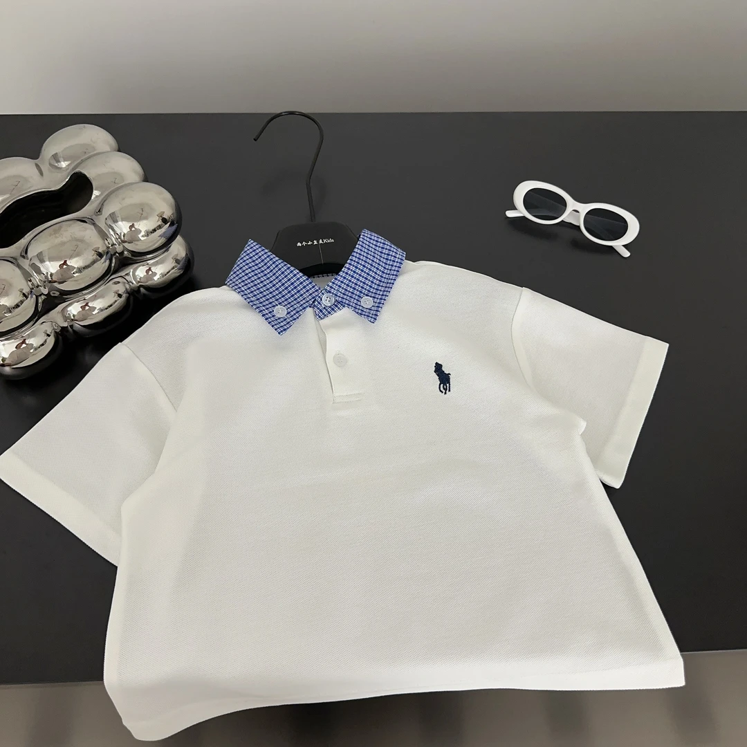 【两个小盆友】儿童夏款韩版宽松休闲POLO衫白色百搭时尚T恤7026