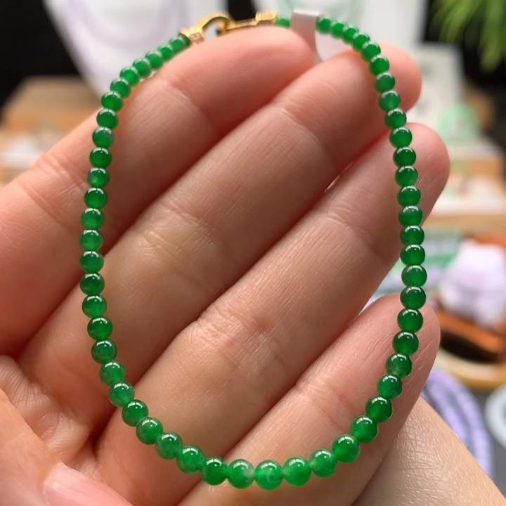 翡翠未镶嵌手链天然缅甸A货翡翠 卡3mm