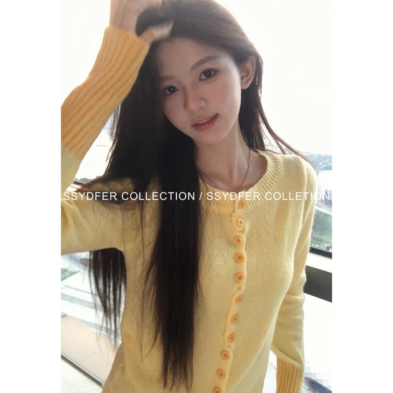 SSYDFER【迷迭日落】新款针织开衫气质时尚百搭设计感小众圆领