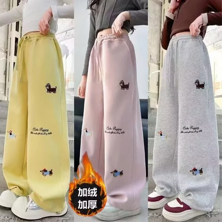 女童冬装加绒裤子2025新款春秋卫裤运动裤冬款女孩中大童休闲裤子