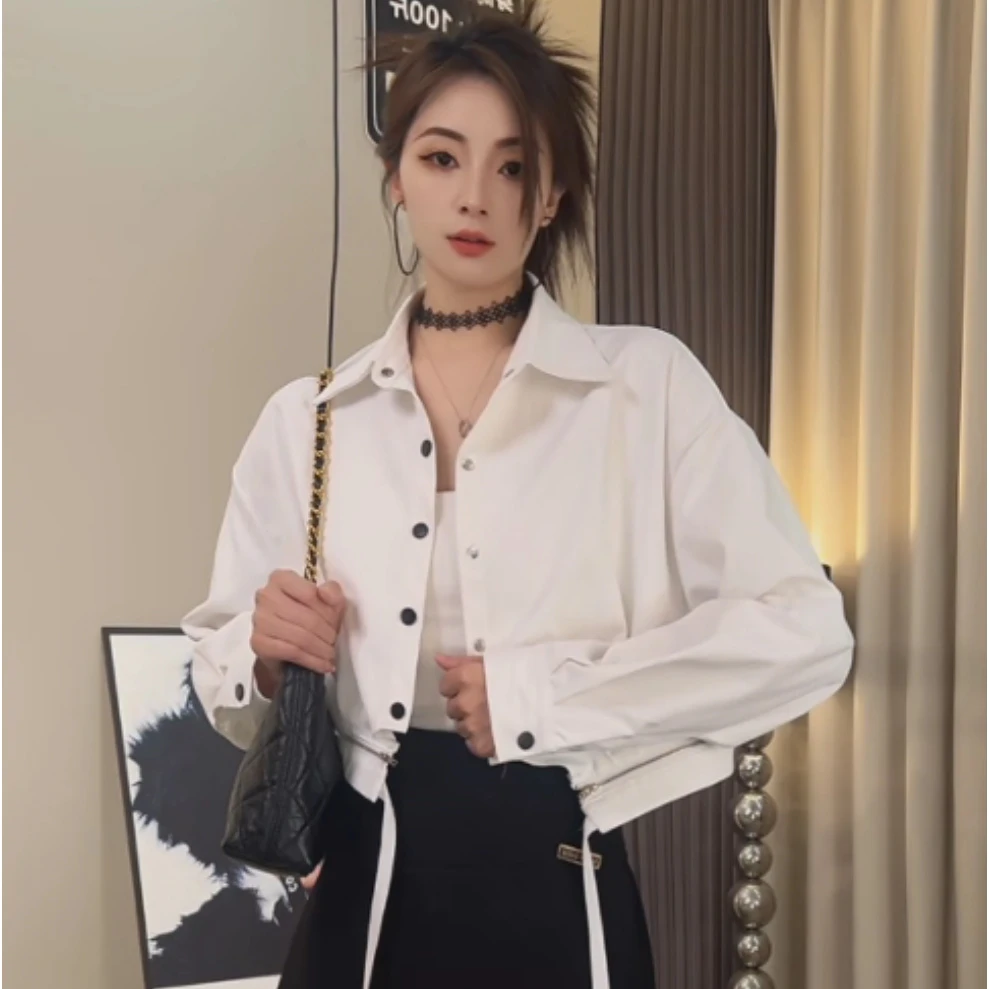 外套女款爆款2025新款春秋女士网红款短款白色百搭宽松春装上衣