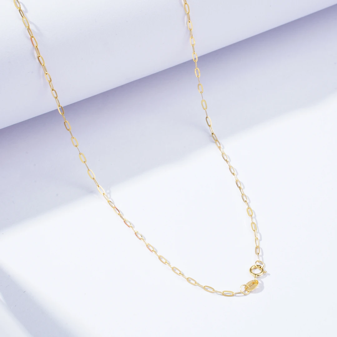 班长推荐： 18K金穿心项链au750金色金肖邦链万能搭配款吊坠自搭配